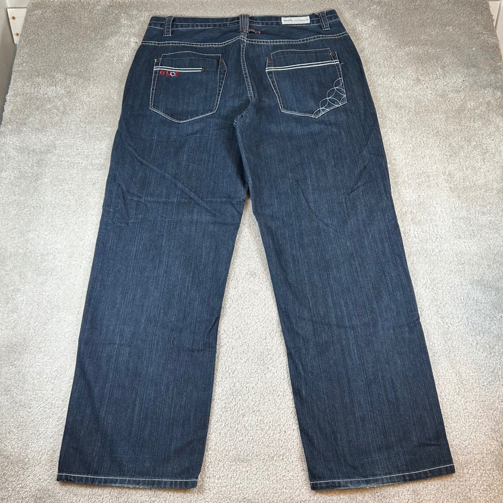 VTG Y2K Enyce Jeans‎ Mens 40 Dark Wash Baggy Wide Leg Contrast Stitch Hip Hop